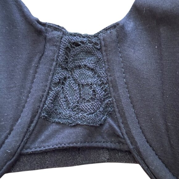 NWT Le Mystere Black Seamless Contour Bra Size 36E Soft Cup Underwire Lace Wing - Picture 3 of 6